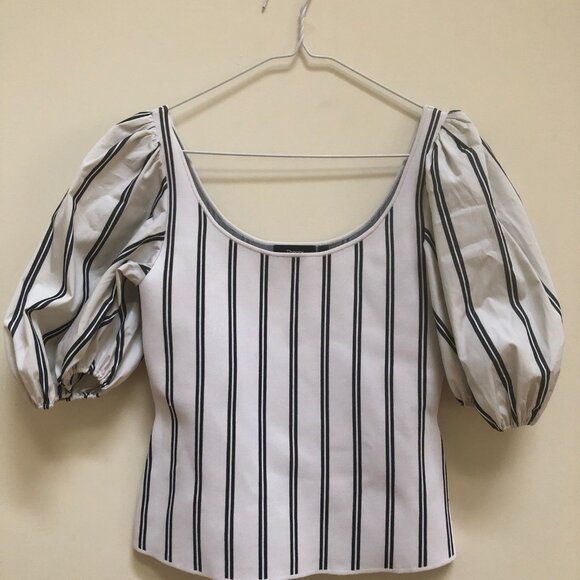 Theory Stripe Puff Sleeve Top NWT Size P - Picture 4 of 6